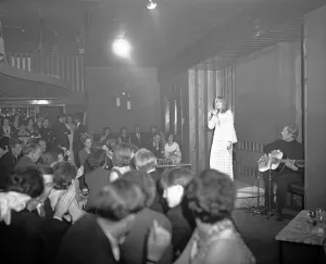 1960slondon Prints: Marrianne Faithful seen here making her debut cabaret appearance at the Blue Nile Club