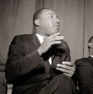Civil Rights Prints: Martin Luther King, September 1964 Giving a press conference at the Savoy hotel
