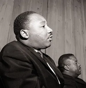 Civil Rights Prints: Martin Luther King September 1964 seen here giving a press conference at the Savoy Hotel