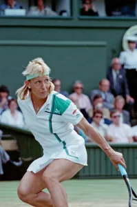 Grass Prints: Martina Navratilova during her Ladies Singles Final against Steffi Graf in 1988