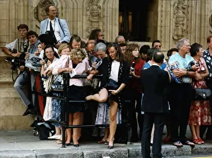 Mary Kemp Staff Reporter waiting for Frank Sinatra to arrive outside the Royal Albert