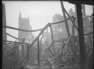 Church Prints: Mary le Port Street Church the morning after the 24 November 1940 bombing raid