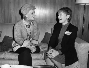 Chatting Prints: Mary Martin (short blonde hair) with Petula Clark at the Berkeley Hotel