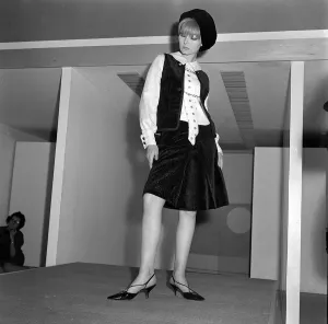 Mary Quant fashion September 1962 Skirt and waistcoat and white shirt