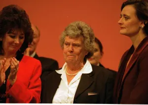 Widow Prints: Mary Wilson widow of Harold Wilson being comforted by Cherie Blair wife of Tony Blair