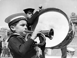 01467 Prints: The mascot of Worthing Sea Cadets Band is 7 year old Leonard Banbridge