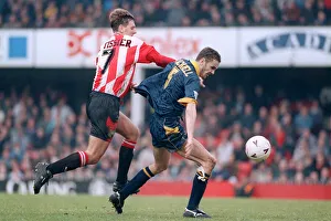 00492 Prints: Mathew Le Tissier of Southampton tackles Dean Blackwell of Wimbledon during the two