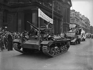 Tanks Prints: Matilda and Valentine tanks parade through central Birmingham as part of War Production