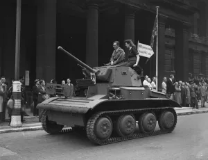 01472 Prints: Matilda and Valentine tanks parade through central Birmingham as part of War Production