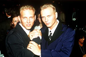 Matt Goss and brother Luke Goss April 1990 from the pop group Bros at the Ivor