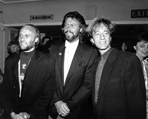Maurice, Barry and Robin Gibb of the Bee Gees pop group at London