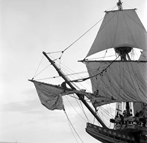 The Mayflower II April 1957, arrives at Plymouth and is accorded civic reception