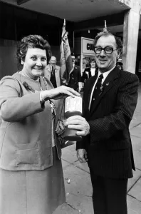 Government Prints: Mayor of Gateshead councillor Minnie Robson launches the Gateshead poppy appeal with Joe