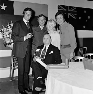 Media Mogul Lew Grade holds the Queens Award for Industry trophy won by ATV