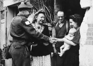 Sick Prints: Medical officer Captain Rs Devor after attending to a French womans baby