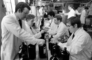 Production Line Prints: Medical Research: A famous medicine manufacturers are working at full blast to cope with