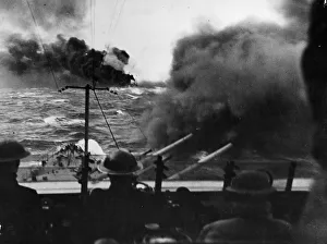 Engagement Prints: Mediterranean Sea battle units of the Italian Fleet engaged by a British Convoy escort en