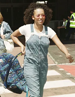 Mel B Scary Spice arrives at Heathrow Airport June 1999 Mel B of Spice Girls