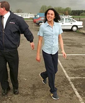 Mel C Sporty Spice April 1998 walks across the car park as she prepares to leave