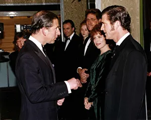 Mel Gibson actor speaking to Prince Charles at the premiere of his film