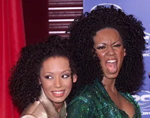 Melanie Brown December 1999 of the Spice Girls with her waxwork in Madam Tussards