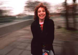 Melanie Hill actress at childrens playground in Muswell Hill