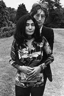 Former member of The Beatles pop group John Lennon pictured with his wife Yoko Ono