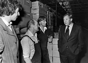 01405 Prints: Member of Parliament for Birmingham Sparkbrook Roy Hattersley talks to workers at the M. E