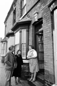 Member of Parliament for Birmingham Sparkbrook Roy Hattersley visits his constituency
