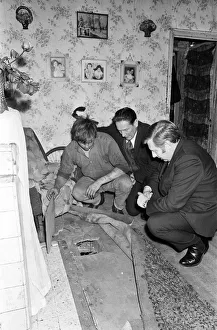 01406 Prints: Member of Parliament for Birmingham Sparkbrook Roy Hattersley visits slum housing in