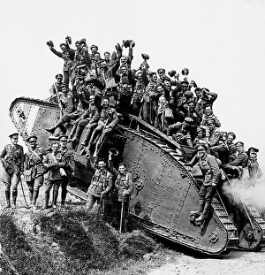 Canadian Prints: Members of the 5th Canadian Mounted Rifles pose for the camera on returning from
