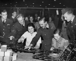 Planes Prints: Members of an aircraft factory who recently visited an RAF Squadron