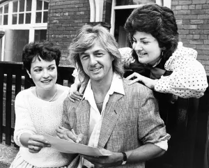 Members of Bucks Fizz - Bobby Gee signs autographs for Wendy Reddall of Gosforth