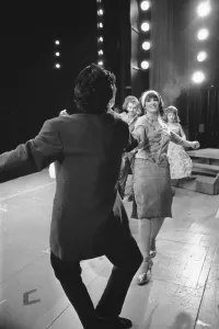 Members of the cast of Grease seen here on stage at the Coventry Theatre during a dress