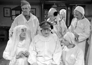 Members of the cast of the popular television comedy series Dads Army appear in a special