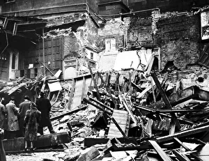 Parliament Prints: Members cloakroom and cloisters at the House of Commons bombed during WW2 air raid