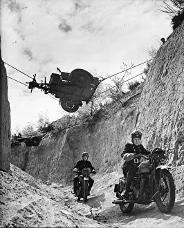 Air Raids Prints: Members of the Emergency Services on their motorbikes on location in England