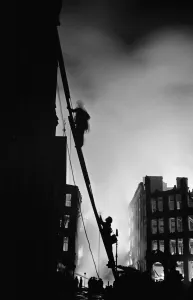 Fires Prints: Members of the Fire Brigade seen here fighting fires at Alec Brookes Ltd