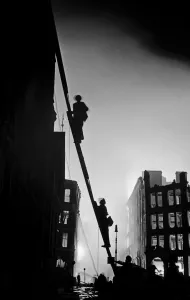 Members of the Fire Brigade seen here fighting fires at Alec Brookes Ltd
