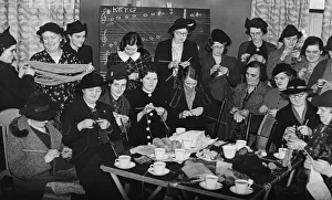 Members of the Heaton Social Service Knitting Party making garments for troops