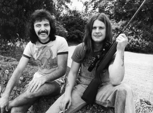 Members of Heavy Metal group Black Sabbath relaxing in the scenic Wye Valley