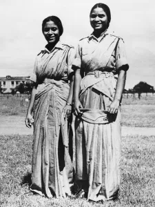 01454 Prints: Two members of the Indian Womens Auxillary Corps wearing saris