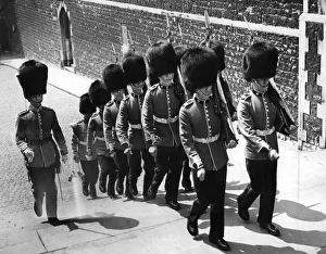 Members of the Irish Guards: Royal Fusiliers seen here on guard duty at the Tower of