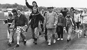 Members of Lindisfarne take part in the charity walk for schizophrenia research