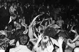 Hippies Prints: Members of the Living Theatre cast mingling with the audience dressed in G strings