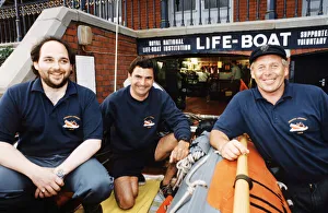 01504 Prints: Members of the Penarth Lifeboat Crew who took part in a rescue near Cardiff