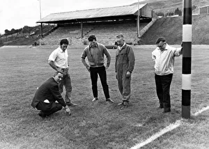 Ground Prints: Members and players of the Penygraig Rugby Club pictured at their new ground which they