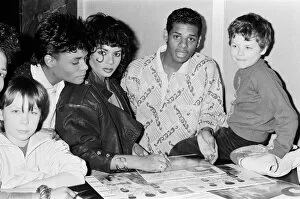 Images Dated 23rd March 1988: Some members of pop group Five Star meeting some of their young fans. 23rd March 1988