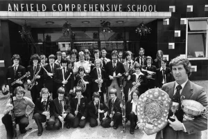 Musical Instruments Prints: Members of the prize winning school band of Anfield Comprehensive, Breckfield Park