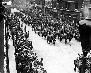 Warhorse1 Prints: Members of the Royal Artillery seen here parading through the streets of London during